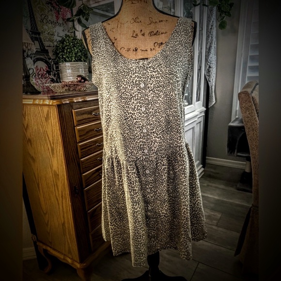 Hunters Run Black and Tan Leopard Print Mini Dress Women’s Size Medium - Picture 1 of 10